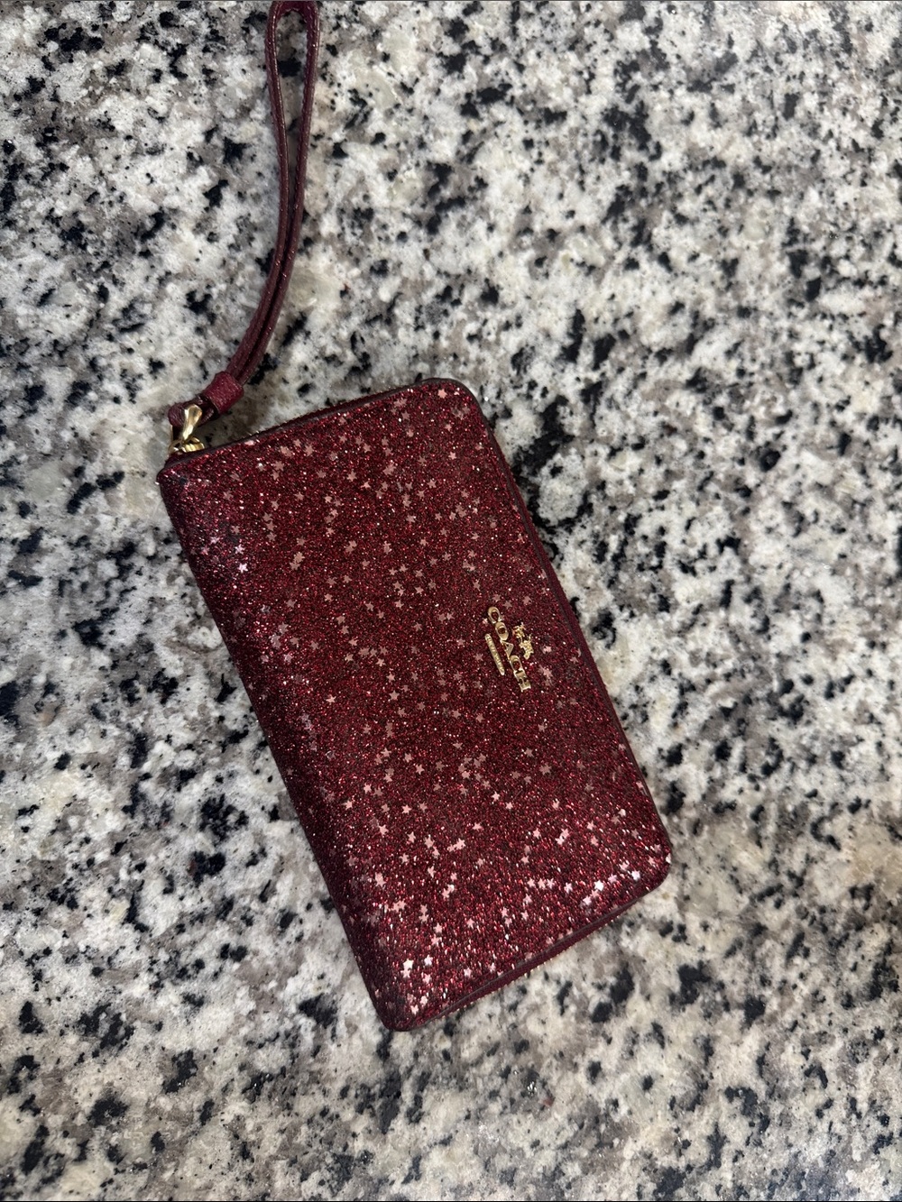Coach Red Glitter Star Wristlet